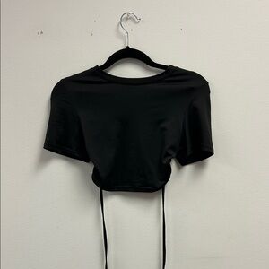 SHEIN Elegant Black Tie Crop Top